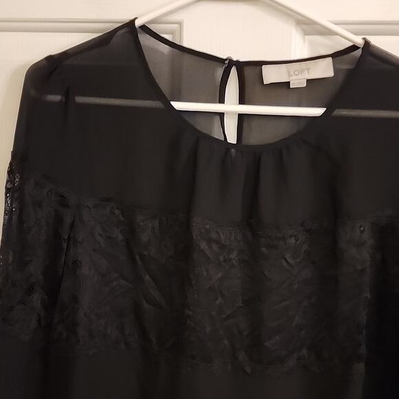 LOFT Black Sheer Top, Medium - Picture 3 of 9